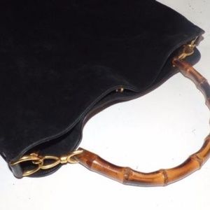 Gucci Bags - Vintage Black Suede Body Leather Accents Gucci Bags - Vintage Black Suede Body Leather Accents